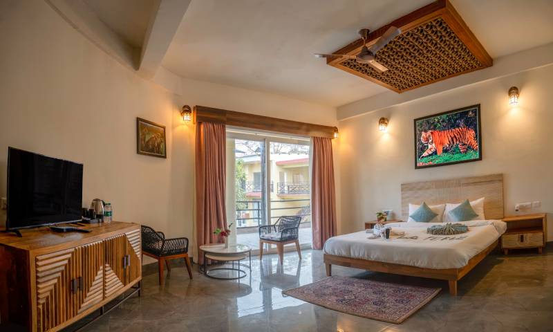 Guest room interiors at La Perle River Resort